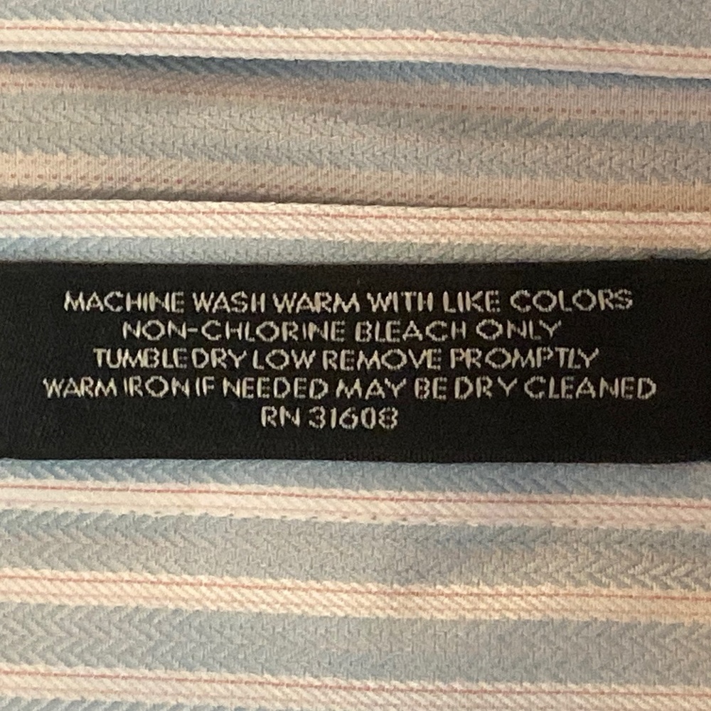 Jos. A. Bank Men's Blue & Pink Striped Dress Shirt Signature Collection 17 - 34 - Picture 7 of 8